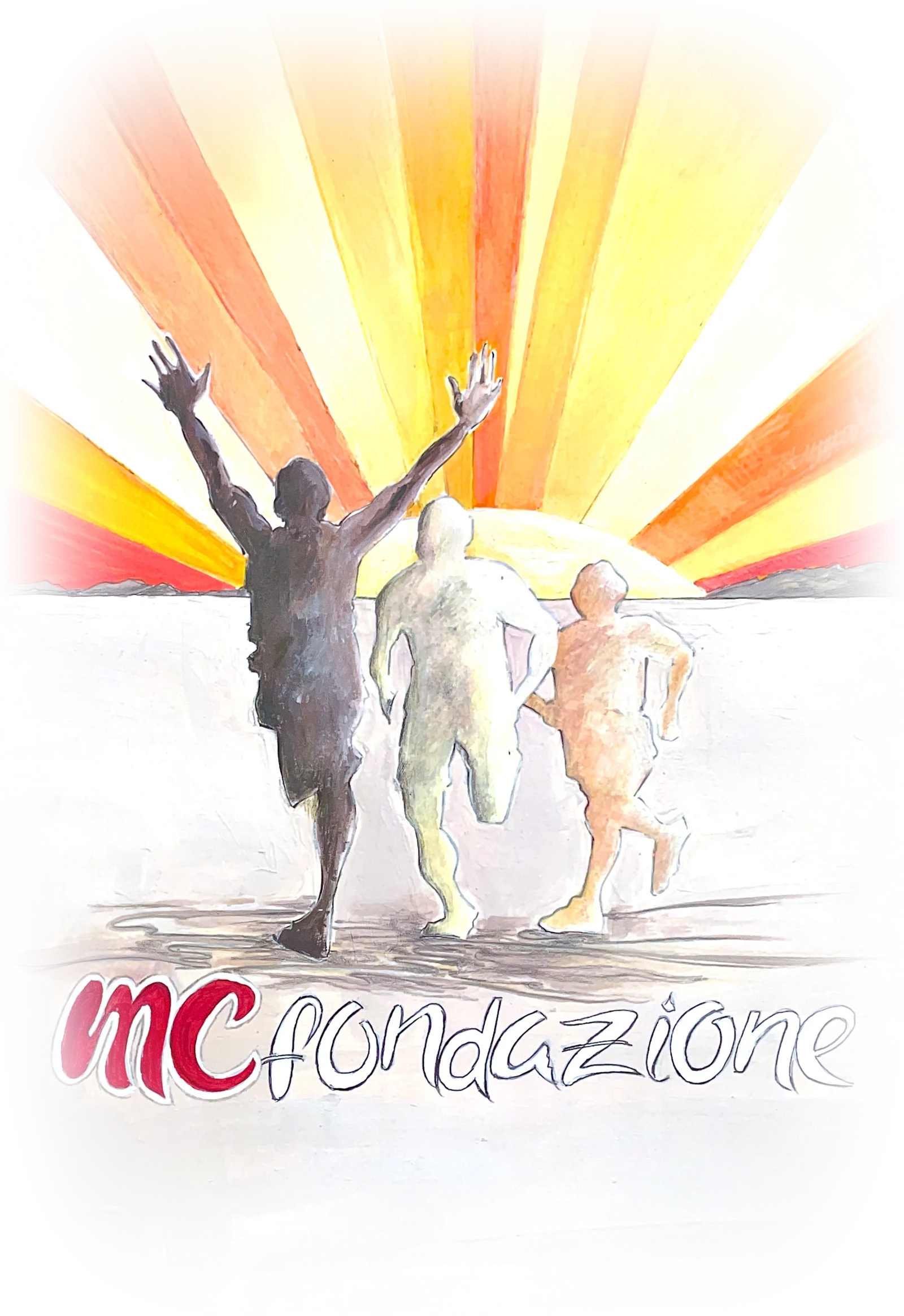 MC Fondazione — illustrazione di tre figure che corrono verso un'alba, simbolo della fondazione